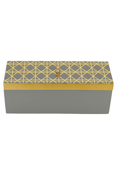 Alsaif Gallery Wooden Box Alsaif Gallery, 27x10x10 cm - Gray Gold