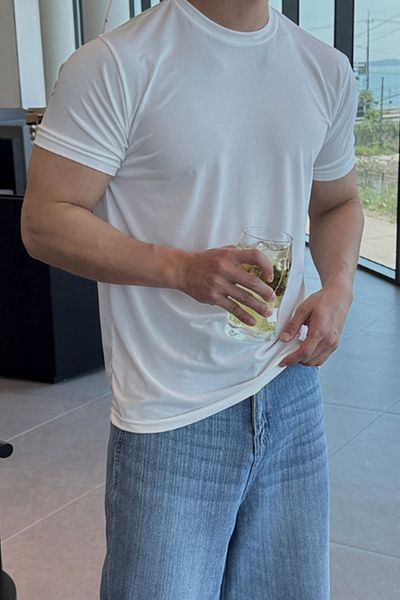 Tarz Cool Men's Slim Fit Slim Fit 100% Cotton Basic Knitted White T-Shirt
