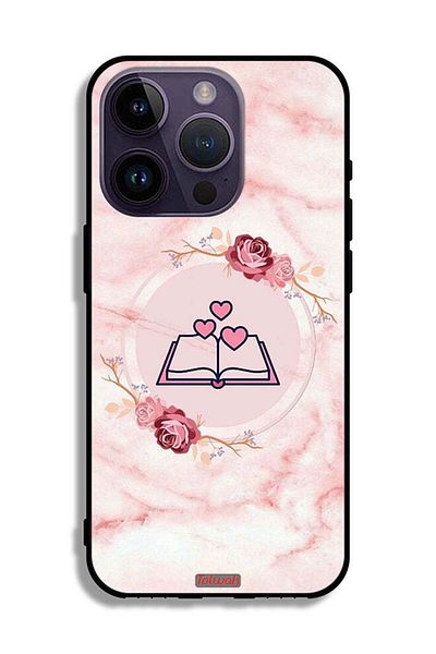 Tolwak Apple iPhone 14 Pro Protective Case Three Hearts On Book Artwork