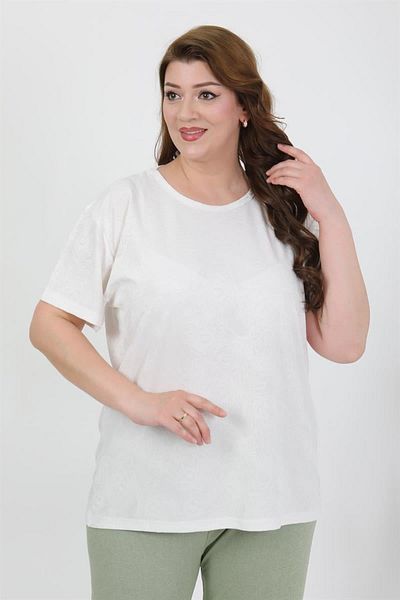 Celira Women's Plus Size Short Sleeve Combed Cotton Pajama Set White 202510