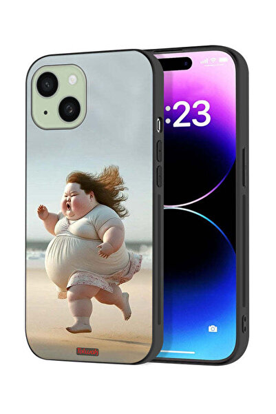 Tolwak Apple iPhone 15 Plus Protective Case Cover Fatty Baby Girl Running