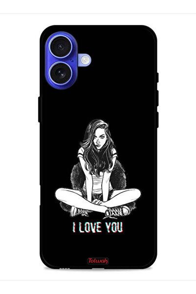 Tolwak غطاء حماية لجهاز Apple iPhone 16 Plus مطبوع عليه عبارة "أحبك"