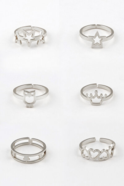 Sortie Aksesuar مجموعة من 6 حلقات من الفولاذ المقاوم للصدأ قابلة للتعديل مع ش...