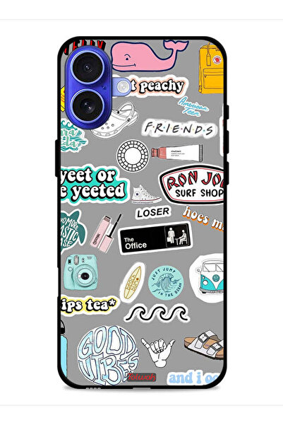 Tolwak غطاء حماية لجهاز Apple iPhone 16 بملصقات Good Vibes