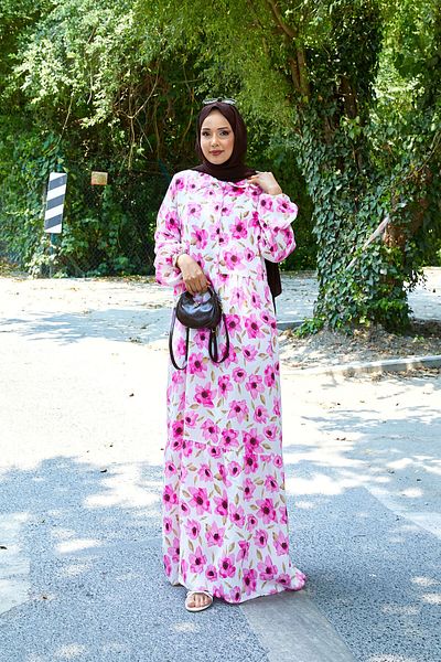 EBRUTESETTÜR Shirt Collar Modal Patterned Hijab Dress