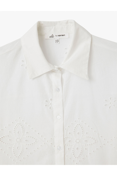 Koton Κλασικό πουκάμισο με μακρυμάνικο πέτο με λεπτομέρεια με κουμπιά