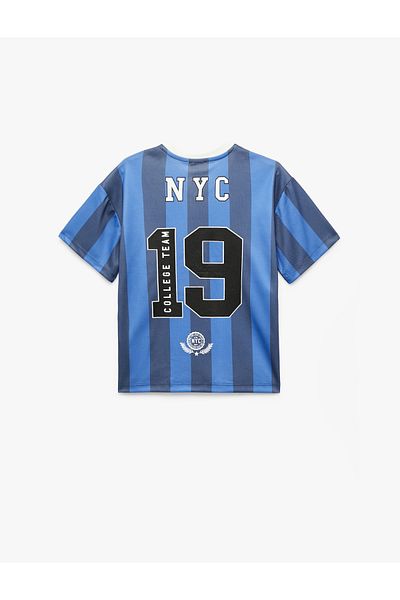 Koton V-Neck Short Sleeve Printed Jersey T-Shirt