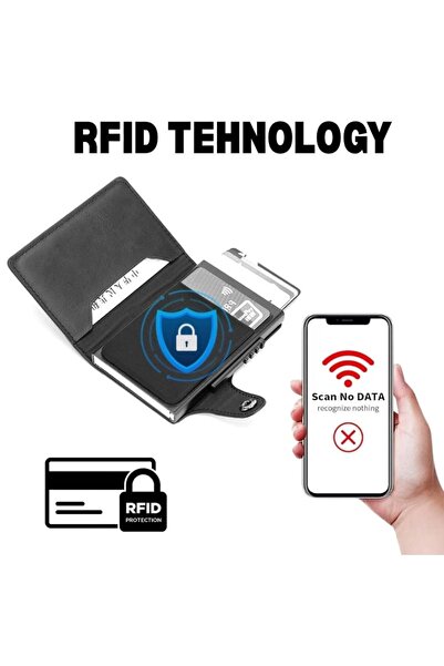 iUni P4 RFID Wallet, 10 cards, Black