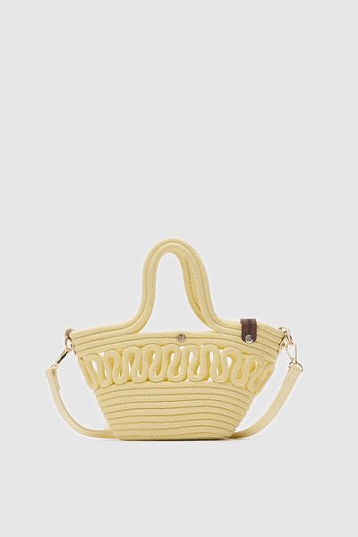 Shule Bags Ortega Handmade Mini Straw Crossbody Bag Yellow