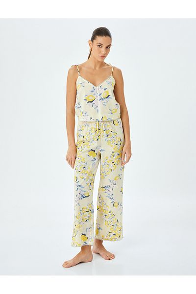 Koton Lemon Printed Comfortable Fit Cotton Pajama Bottoms