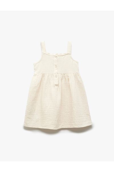 Koton Scalloped Dress with Strap Square Neck