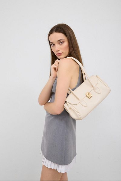 Shule Bags Geantă Lia Vintage Baguette Cremă