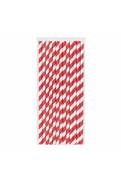 PLASTİKAP Red Striped White Paper Pipette 6Mmx19,7Cm (50 Pieces)