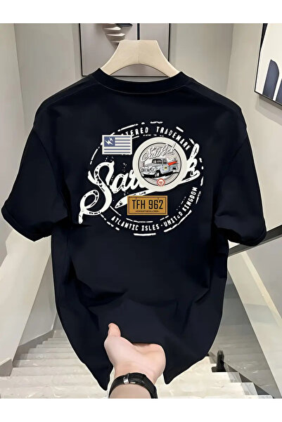 Karatopak تي شيرت كبير الحجم مطبوع عليه سيارة أمامية من الخلف