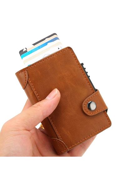 iUni P4 RFID Wallet, 10 cards, Brown