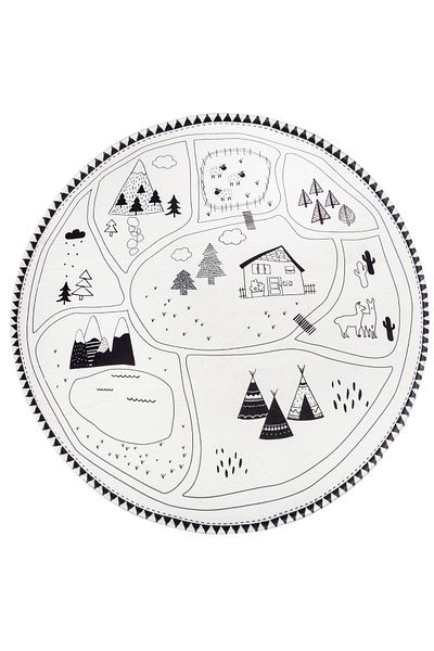 Atmosphera Covor Mountains camera copil, stil nordic, Atmosphera, rotund, poliester, dimensiune 90x90 cm