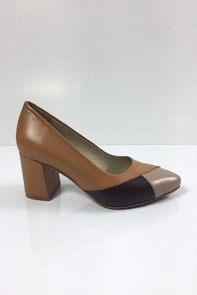 Tabak Deri Genuine Leather Stylish and Casual Classic Heeled Shoes Patterned in Colors and Shades - Tan