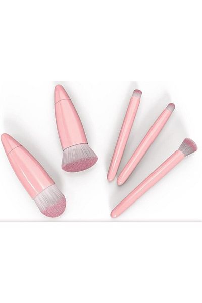 Flippy Set de 5 mini pensule de machiaj, în cutie cu oglindă, roz