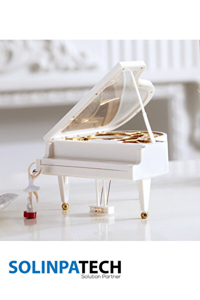 SolinpaTech Beyaz Balerinli Mini Piyano Şeklinde Müzik Kutusu