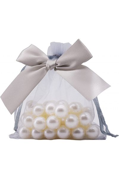Creahaus Set of 20 Creahaus pearl gift bags, textile/plastic, gray/silver, 7 x 9 cm