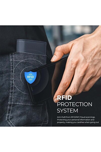 iUni Portofel RFID P2, 10 carduri, bleumarin