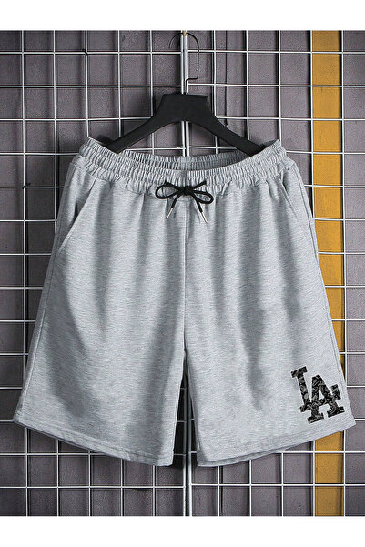 De Carte Pattern Los Angeles Letter Printed Lycra Black Men's Shorts