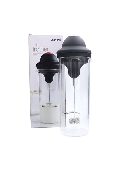 FİAPFO Spumator Electric De Lapte Și Cafea Apf® – 450ml, Pahar Din Sticlă Borosilicată, Alimentare Baterii