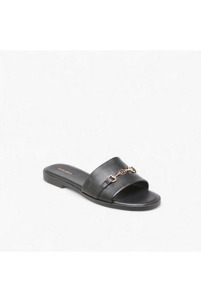 Flora Bella by Shoexpress Flora Bella Metal Accent Slip-On Flat Sandals