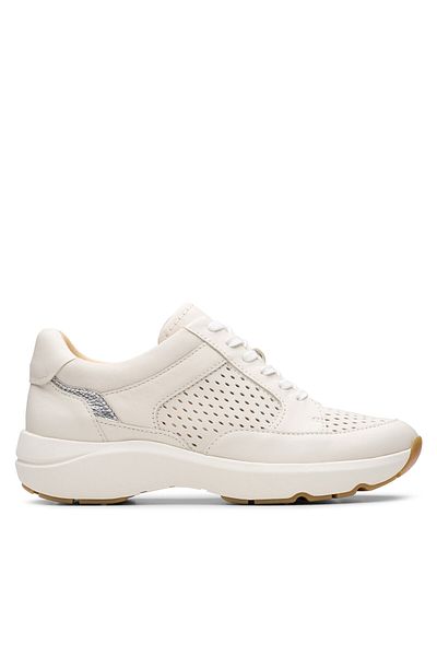 CLARKS Teniși de damă albi CLARKS-26181361 554 OFF WHITE COMBI
