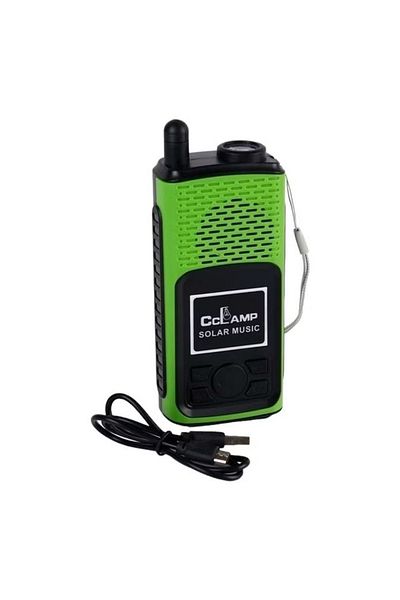 FİAPFO Multifunctional Solar Bluetooth Speaker with FM Radio, Flashlight, USB - Green