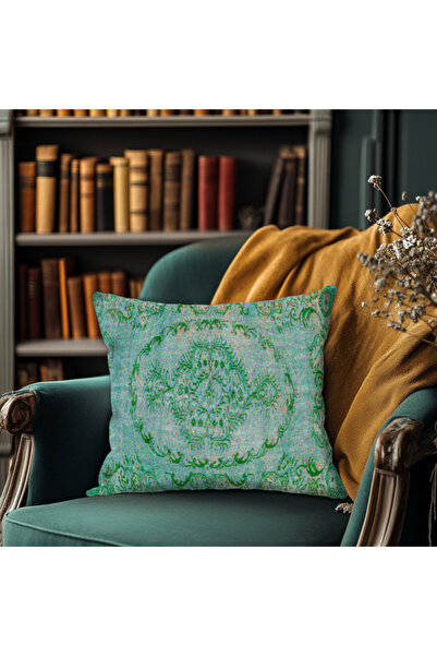 TURKISHRUG KINGDOM غطاء وسادة من القطن منقوش بالكليم - تصميم أصلي وعصري