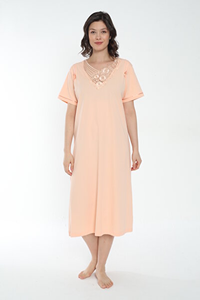 MİSS LOLİTA قميص نوم نسائي مقاس كبير برقبة على شكل حرف V شق مصنوع من القطن بن...