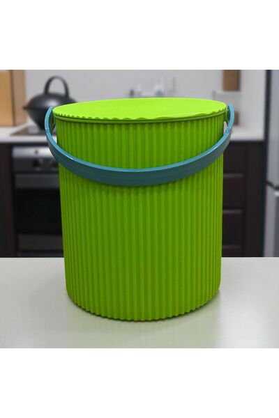 Proff Rainbow Yeşil Yuvarlak Kova Piknik Sepeti Meyve Kovası