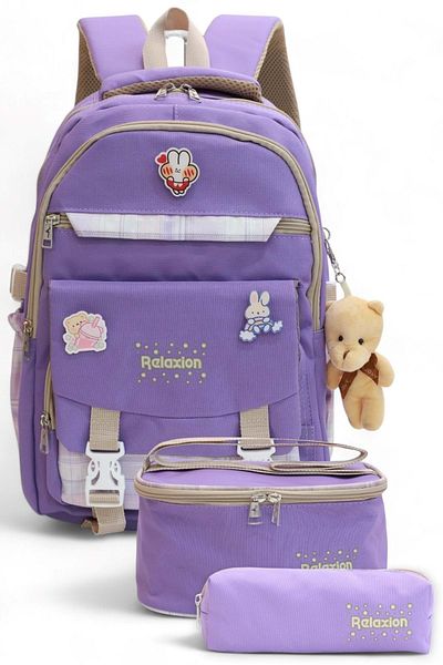Kidessa Relaxion 2144-1396 Korean Style Unisex Children's Triple Set Primary School Backpack