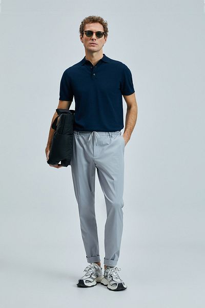 Lufian Glen Smart Men's Chino Trousers Slim Fit Gray