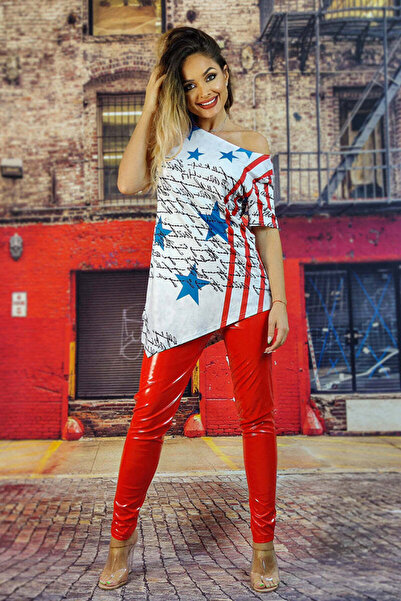 WildFashion Tricou asimteric cu print USA P732-22