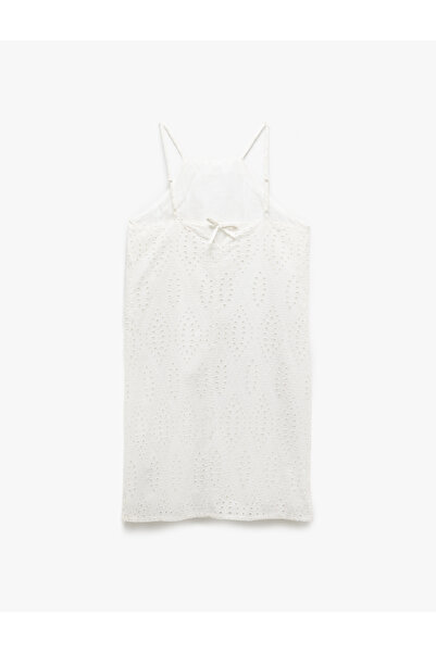Koton Βαμβακερό φόρεμα A-Line Mini Halter με λεπτό λουράκι