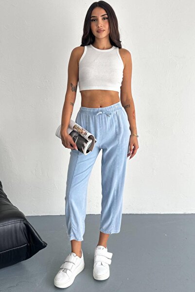 İstangül Butik Памучен панталон с шарка "Морков" и мотив "Drift Wash"