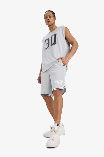 DeFacto C2419 Gray Defactofit Quick Dry Standard Fit Sportsman Short Leg Shorts