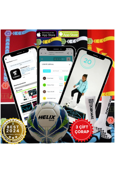 TEKNİKMAT Pro 120 Pro Training Video Lifetime - Soccer Ball- Soccer Mat and Anti-Slip Socks