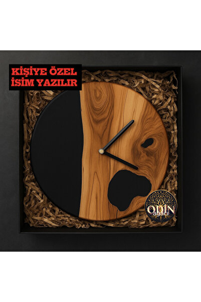 Ahşap Epoksi Tasarım El yapımı Kişiye Özel Hediye, Ahşap Saat,Sessiz Mekanizma