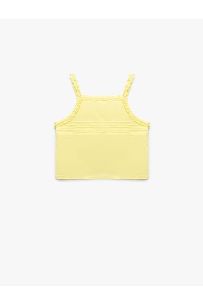 Koton Slim Strap Textured Ruffle Detailed Buttoned Blouse