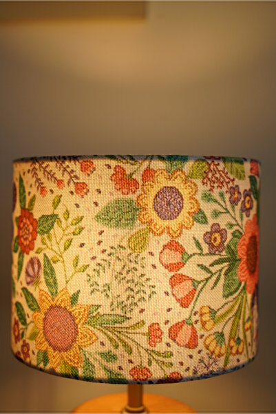 resinglight Üç Katlı Ahşap Model Silindir Baskı Kumaş Şapka Şık Yatak Odası Salon Abajur