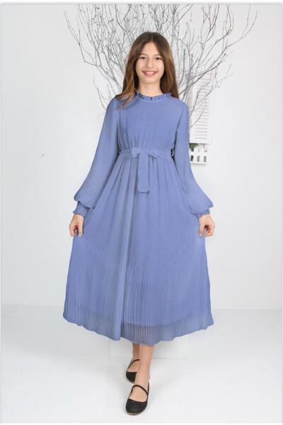 Ebrar Piliseli Elbise Mavi