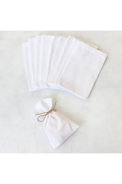 Bimotif Plain White Raw Cloth Fabric Pouch, 10X15 cm 25 Pcs