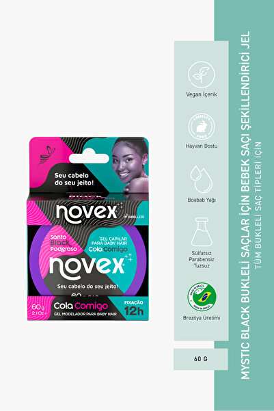 NOVEX Mystic Black - Tüm Saç Tipleri Için Bebek Saçı Şekillendirici Wax Jel 60g