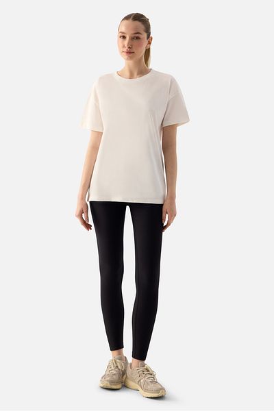 Superstacy Elora Comfortable Fit Oversize Cream T-Shirt