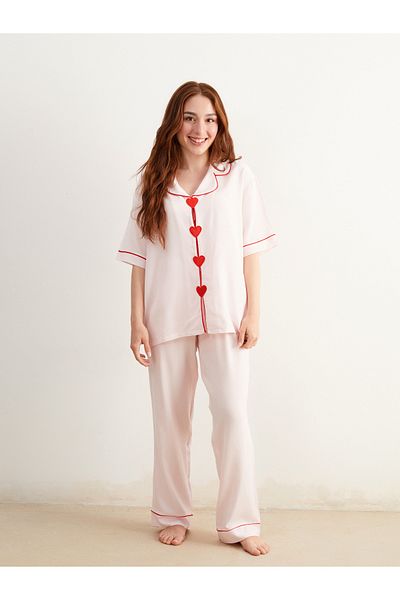 LC Waikiki Petite Shirt Collar Damen-Pyjama-Set