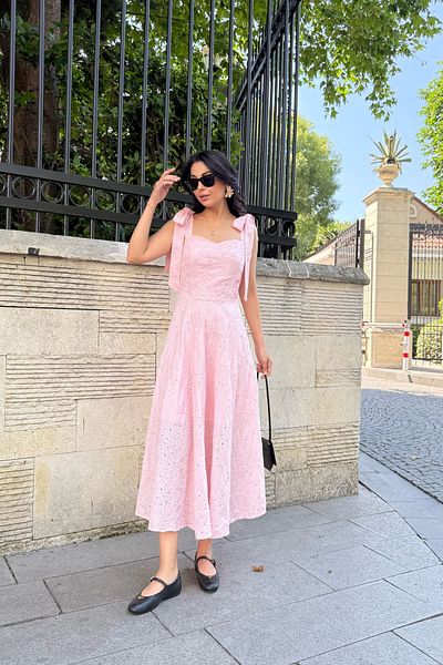 Seda Yalçın Atelier Pink Heart Neck Midi Dress