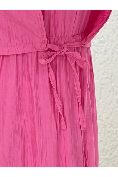 MİHRA STORE Vinisa Strawberry Dress with Elastic Waist Vest-Mf1756 Pink